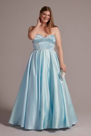 Satin Ball Gown with Jewel Bodice ...